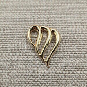 Gold Plated Over Sterling Silver Unique Heart Love Pin Brooch A5099